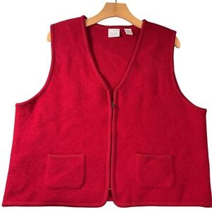 Fiorlini International Red Boiled Wool Zip Up Vest Womens XL RN 37080‎